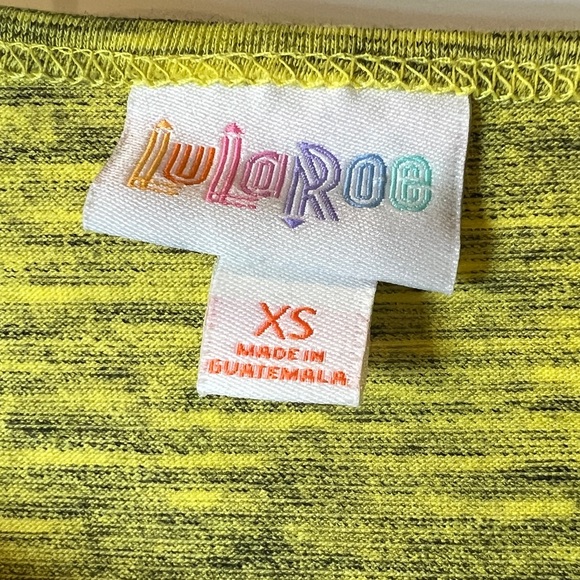 LuLaRoe Irma High Low Tunic Top Heather Yellow Gray Womens XS Oversized - Picture 3 of 6